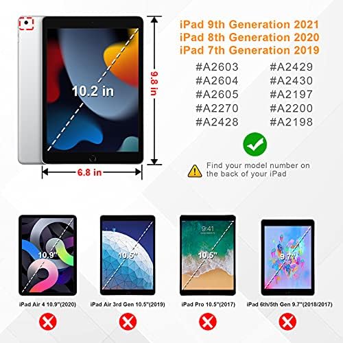 Калъф KENOBEE за iPad 10.2 инча 9th / 8th / 7th поколение (2021/2020/2019), Въртяща се на 360 ° Дръжка-Поставка,
