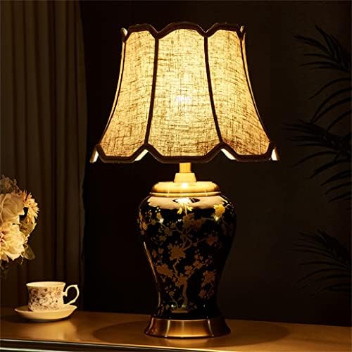 Дебела Ретро Платинена Керамична Настолна Лампа, Нощна лампа за Спални, Led Декоративна Лампа, нощна светлина