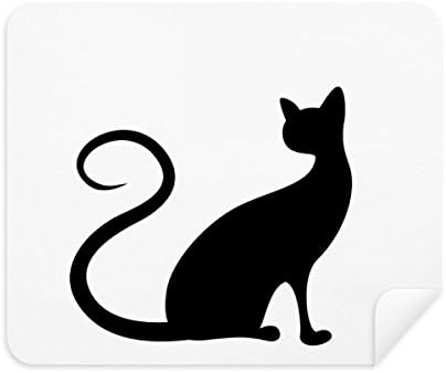 Елегантна Черна Котка Контур на Животното Плат За Почистване на Екрана за Пречистване на 2 елемента Замшевой