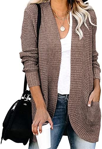 Жена Случайни пуловер RMXEi, Обикновен Пуловер със средна дължина, с дълги ръкави, Дамско Палто