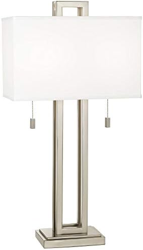 Модерна Настолна Лампа Possini Euro Design Gossard Височина 30 сантиметра, Матиран Никел-Сребро, Открит Метален