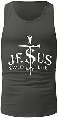 XXBR Летни Върховете на Бретелях за мъже, Спортни Спортни Тениски с изображение на Кръст на Вярата на Исус,