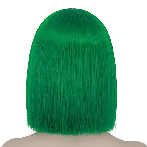 Juziviee Зелени перуки за жени, 12 , кратък зелена перука-боб с бретон, натурални сладки меки синтетични перуки