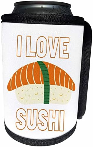 3dRose I Love Sushi Смешни фрази за храни - Опаковки за бутилки-охладител (cc-360529-1)