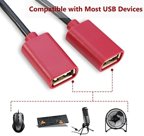 USB Сплитер Y-образен кабел [1 фут, 2], Удлинительный кабел RIITOP USB 2.0 конектор между две гнезда Поддържа