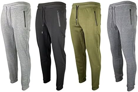 Мъжки спортни панталони RiverBlue Multi-Пакет от руното за бягане с джобове с цип, Еластични маншети и завязками