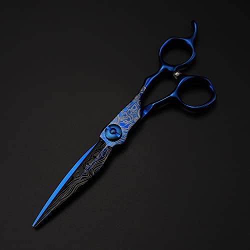 Ножица за подстригване на коса, 6-инчов професионален престижна ножици Сини дамасские ножица за подстригване