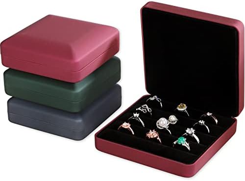 Кутии за съхранение на пръстените RYOEIKT за няколко пръстени, Компактна и Стилна Пътна Кутия-Калъф за пръстени,