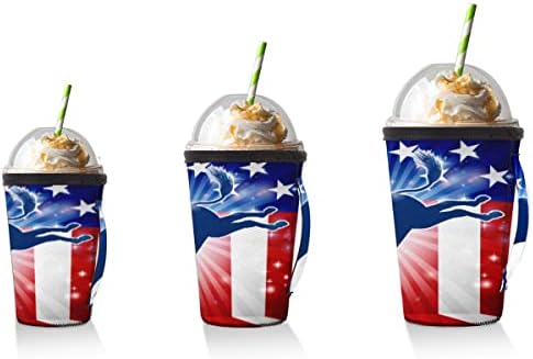 Американският Флаг, Многократно Кафе ръкав с лед, който е Съвместим с Coozies за студени напитки, с дръжка,