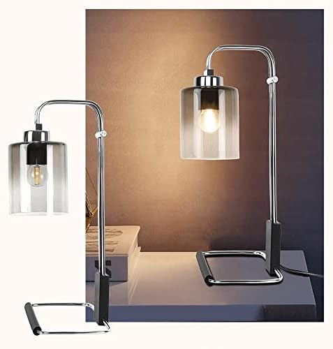 Индустриална Настолна лампа DLLT, Метални Допълнителни светлини за четене с Абажуром от Наклон сиво Стъкло,