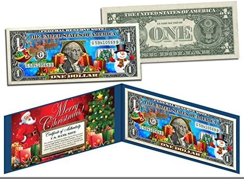 Весела Коледа са подбрани Художествена Однодолларовая банкнота със сертификат за Дядо коледа, Снежен човек Звънете