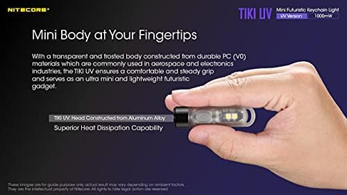 Футуристичен led ключодържател NITECORE TIKI UV Mini с подсветка-Вградена литиево-йонна батерия